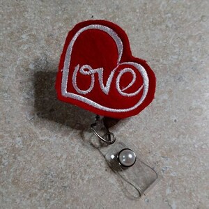 Heart Love, Valentine&#39;s Badge Holder, Nurse Badge Reel, Retractable Badge Reel, Badge ID Reel, Gift- BottleCapsGaloreNMor