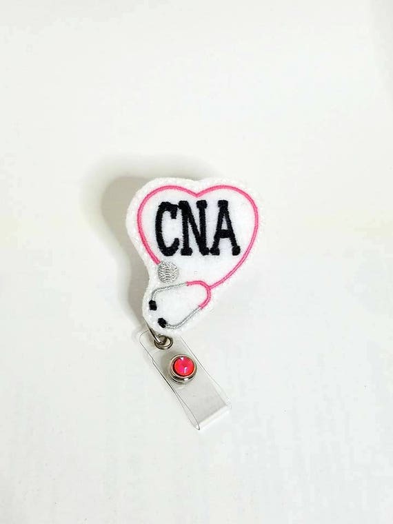 CNA (Certified Nurse Assistant) Because I Care (Pink) Retractable ID Badge  Reel