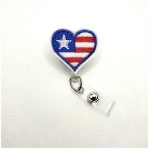 Amerikaanse badgehaspel patriottisch hart, patriottische hartvilt, intrekbare badgehaspel, cadeau
