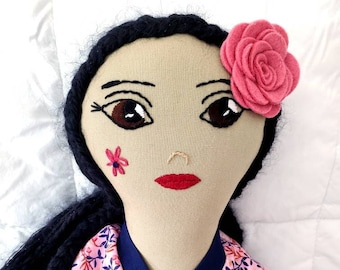 Handmade Asian Art Doll: Heirloom Cloth Doll with Kimono