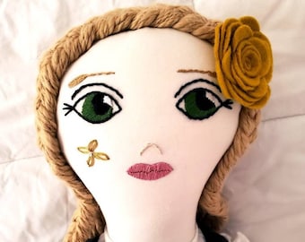 Handmade Heirloom Fabric Doll: Storybook Art Doll, 18 Inch
