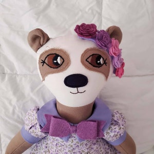 Panda doll, animal doll, bear, bear doll, cloth doll, heirloom doll, handmade doll, rag doll, soft doll, fabric doll, collectible doll