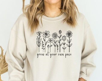 Groei in je eigen tempo, shirt geestelijke gezondheid is belangrijk, inspirerend shirt vrouwen, shirt geestelijke gezondheid, shirt voor geestelijke gezondheid, shirt angst, shirt voor angst