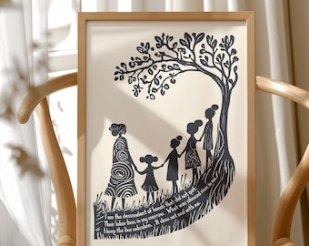 Lámina artística "Legado Feminista", Arte mural "Linaje Madre-Hija", Póster con cita de un antepasado, Lámina "Generaciones Empoderadas", Regalo sanador, ENVÍO