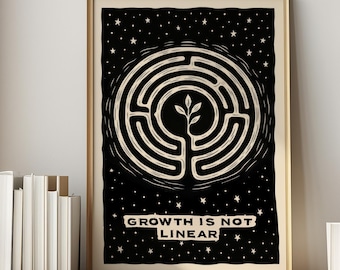 Self Growth Quote Print, Mental Health Decor, Yoga Art, Therapy Office Wall Art, Gift for Her, Inspirational Motivational Artwork, SHIPPED