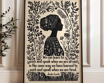 SHIPPED Feminist Wall Art, Audre Lorde Quote, Empowering Inspirational Art, Women’s Rights, Motivational Quote, Gift for Her, MAILED PRINT