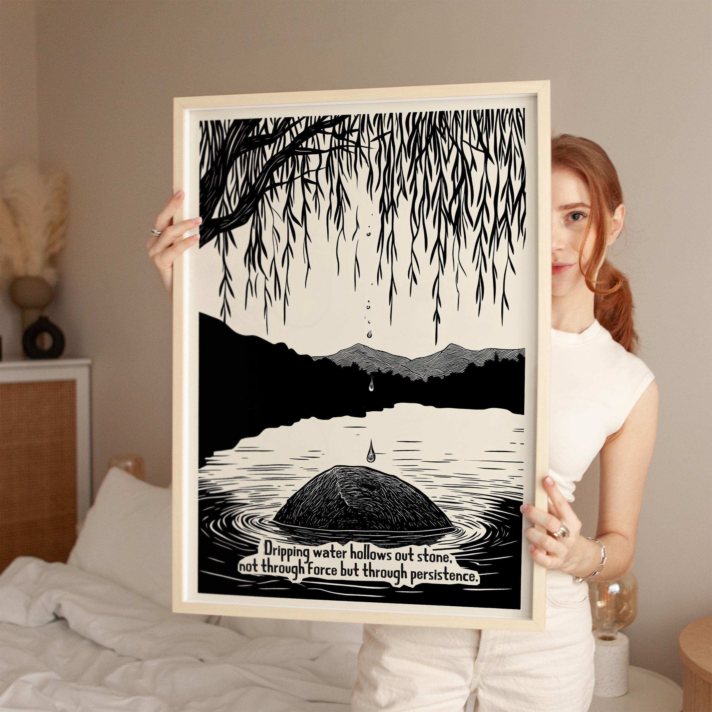 Strength Dripping Dripping Water Wall Art, Feminist Quote Print About Strength, Black ...