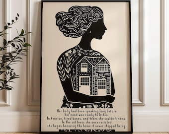 Lámina artística "Sabiduría corporal", póster "Viaje de sanación", arte mural de autocuidado para mujeres, impresión de silueta femenina, regalo para mujeres, arte para la mente y el cuerpo, ENVÍO