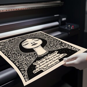 May include: Black and white illustration of a woman with closed eyes and a floral background. The text reads: "Track some mud on the carpet. Flip tables. Make a scene. Be the one who dares to lead. When they say you are too much, smile. Then become more."