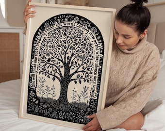 Lámina artística "Habla como raíces rompiendo piedras", cita inspiradora, decoración feminista, decoración botánica neutra, regalo para mujer, impresión con envío incluido.