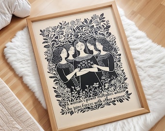 Lámina "El poder de las mujeres se multiplica", arte mural con cita inspiradora feminista, decoración empoderadora para mujeres, regalo motivacional, obra de arte con envío incluido