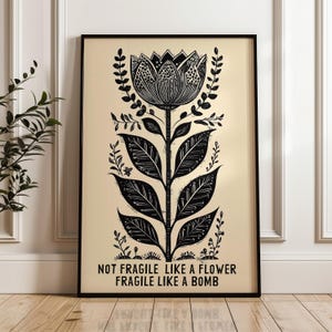 SHIPPED Feminist Wall Art Print, Fragile Like A Flower Bomb, Ruth Bader Ginsburg, RBG, Equality Activism Decor, Gift For Her, MAILED print