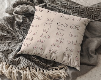 Boob, Breasts, Body Positivity, Female Empowerment, Feminist Square Pillow