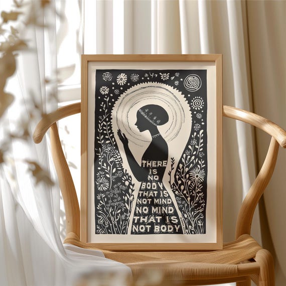 Mindfulness Wall Decor, Feminist Art Print, Wellness Art, Positive Energy Poster, Spiritual Healing Gift, Meditation Room Art, Shipped