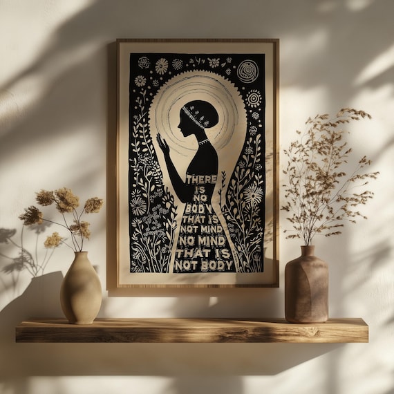 Wellness Art Print, Feminist Inspirational Wall Decor, Inner Peace Poster, Self-Love Meditation Artwork, Healing Gift, Gift for Her, Shipped