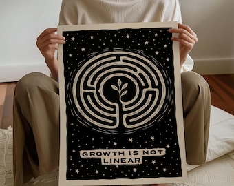 Growth Is Not Linear Wall Art, Therapy Office Decor, Mental Health Quote Print, Encouragement Gift for Her, Motivational Poster, SHIPPED ART