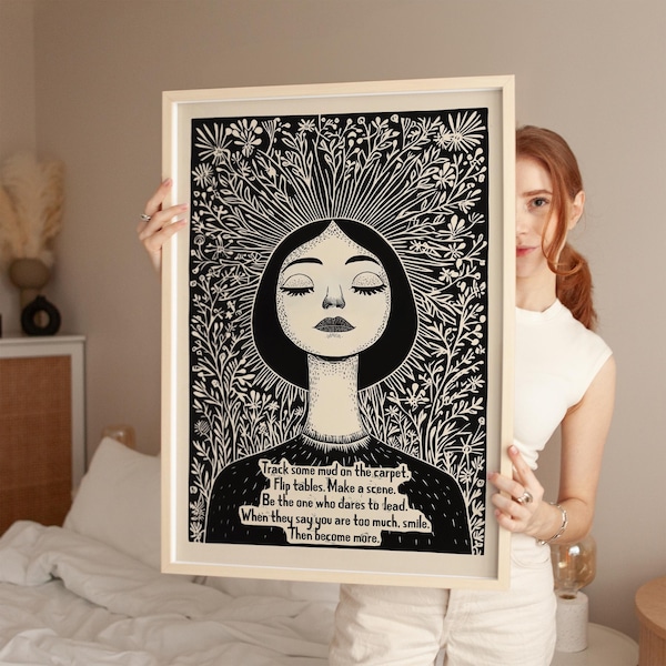 Dare to Lead Wall Art, Feminist Inspirational Quote Print, Empowerment Home Decor, Motivational Gift for Women Leaders, Shipped Artwork