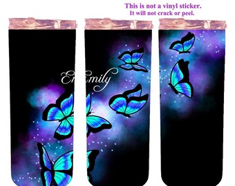 Butterfly Glow Thermal Tumbler, Personalized Insulated Stainless Steel