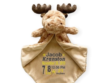 Personalized Security Blanket with Moose head - embroidered - security blanket