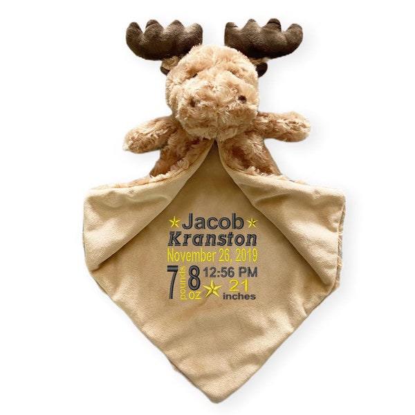 Personalized Security Blanket with Moose head - embroidered - security blanket