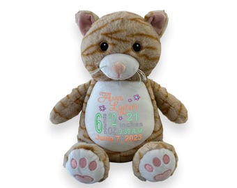 Personalized Kitty Cat Stuffed Animal: Birth Announcement Keepsake