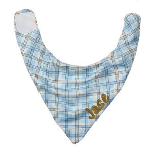 Bib Pacifier Holder Western Plaid - Blue