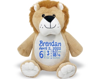 Cuddly Lion, Customized Gift, Baby Shower Gift, stuffed animal, teddy bear, keepsake