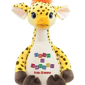 Cubbies Signature Giraffe, personalized teddy, Baby Gift, Birth Announcement animal