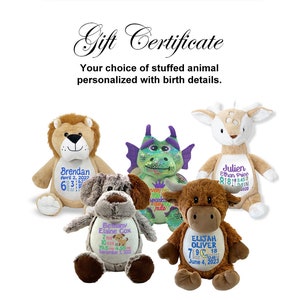 Cadeaubon voor gepersonaliseerde knuffel