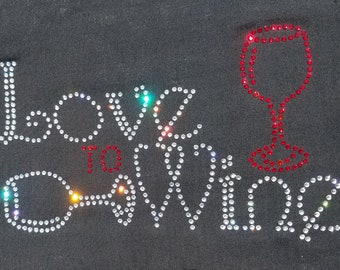 Love to Wine Rhinestone Short Sleeve Shirt