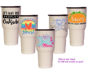 30oz insulated tumbler with your choice of design and background, custom personalized tumbler
