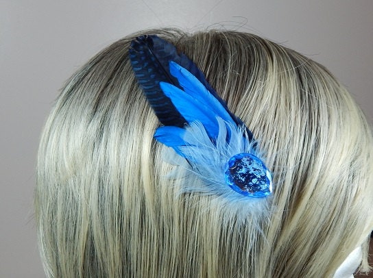 9. Baby Blue Feather Hair Clip for Prom - wide 11