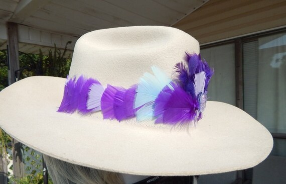 Purple Feather Hat Band Custom Jewel 
