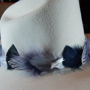 Feather Hat Band with Exotic Striped Zebra Feathers - Rodeo Hat Band - Cowboy Hat Band - Black Hat Band