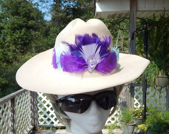 Purple Feather Hat Band Custom Jewel 