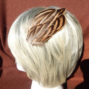Layered Mallard Duck Feather Hair Clip - Brown Feather Fascinator - Duck Hair Clip - Ivory Hair Pin
