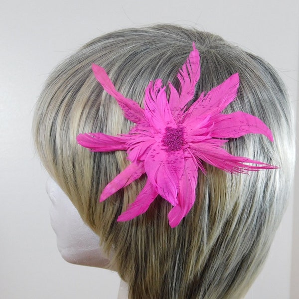 Pink Feather Hair clip -  Pretty in Pink Feather Fascinator - Glitter Hair Pin - Dance Hair Comb - Recital Fascinator