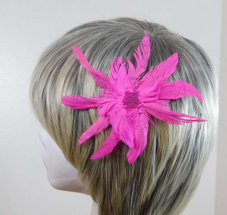 Pink Feather Hair clip Pretty in Pink Feather Fascinator Glitter Hair Pin Dance Hair Comb Recital Fascinator image 1