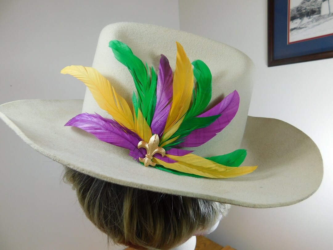 mardi gras hat with feathers