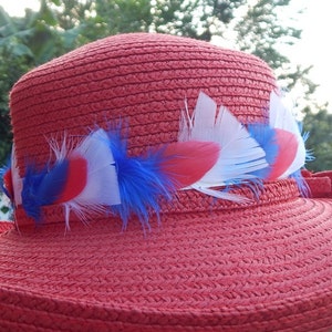 Red and White Feather Hat Bands - Etsy display picture 1