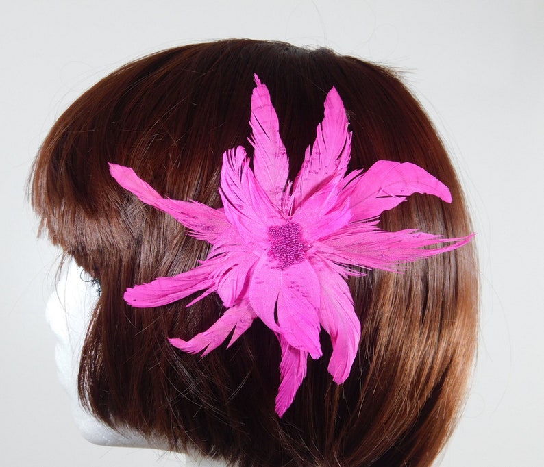 Pink Feather Hair clip Pretty in Pink Feather Fascinator Glitter Hair Pin Dance Hair Comb Recital Fascinator image 4