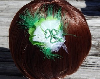 St. Patrick Day Hair Pin with beaded shamrock