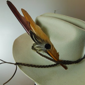 Beautiful Natural Feather Hat Accessory with Leather Band - Cowboy Hat Band - Brown Hat Band - Large Hat Band