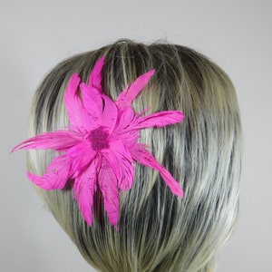 Pink Feather Hair clip Pretty in Pink Feather Fascinator Glitter Hair Pin Dance Hair Comb Recital Fascinator image 5