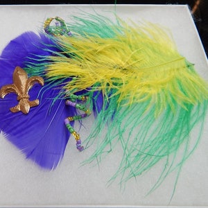 Mardi Gras Hair Clip - Fleur de Lis Fascinator - Purple, Yellow, Green Hair Piece - Mardi Gras Party Hair Bow