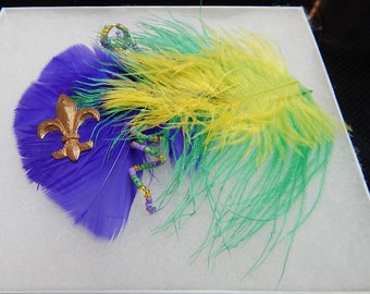 Mardi Gras Hair Clip - Fleur de Lis Fascinator - Purple, Yellow, Green Hair Piece - Mardi Gras Party Hair Bow