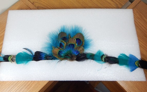 Peacock Feather Hat Band Blue Hat 