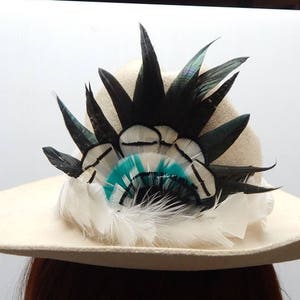 Fan Shape Cowboy Hat Band - Western Hat Accessory - Black Feather Hat Band - White Feather Hat Band - Festival Hat Band - Tall Hat Band