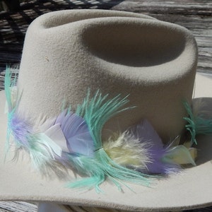 Pastel Feather Hat Band - Unique Feather Hat Accessory - Womens Hat Band - Mens Hat Band - Easter Hat Band - Festival Hat Band