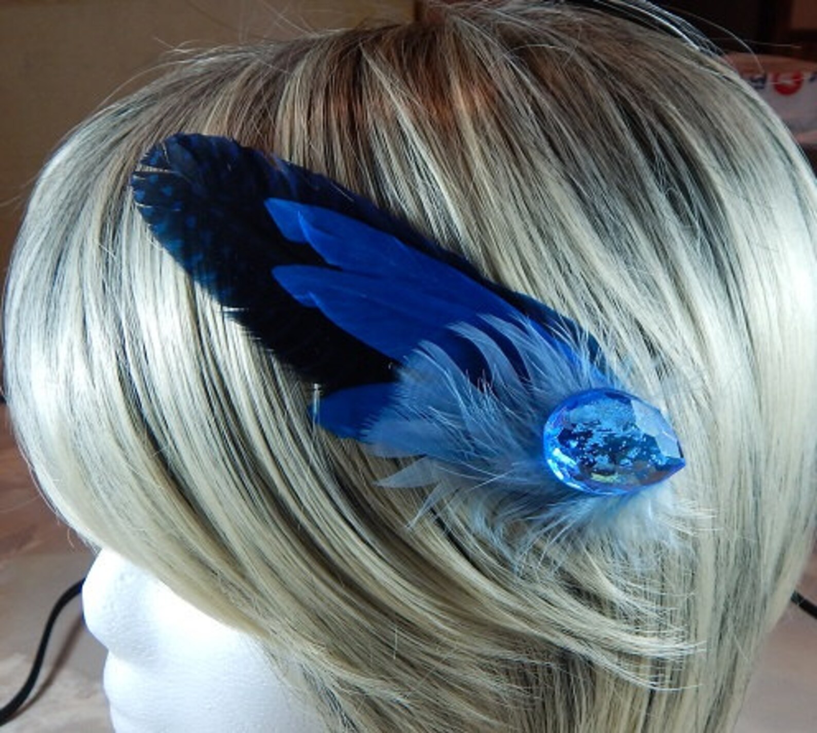 Blue Feather Hair Clip Triple Shades of Blue Feather Etsy New Zealand
